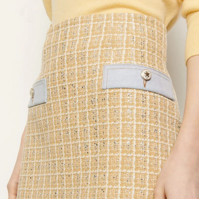 Sandro Casual Short Skirts Women's Beige Yellow-3