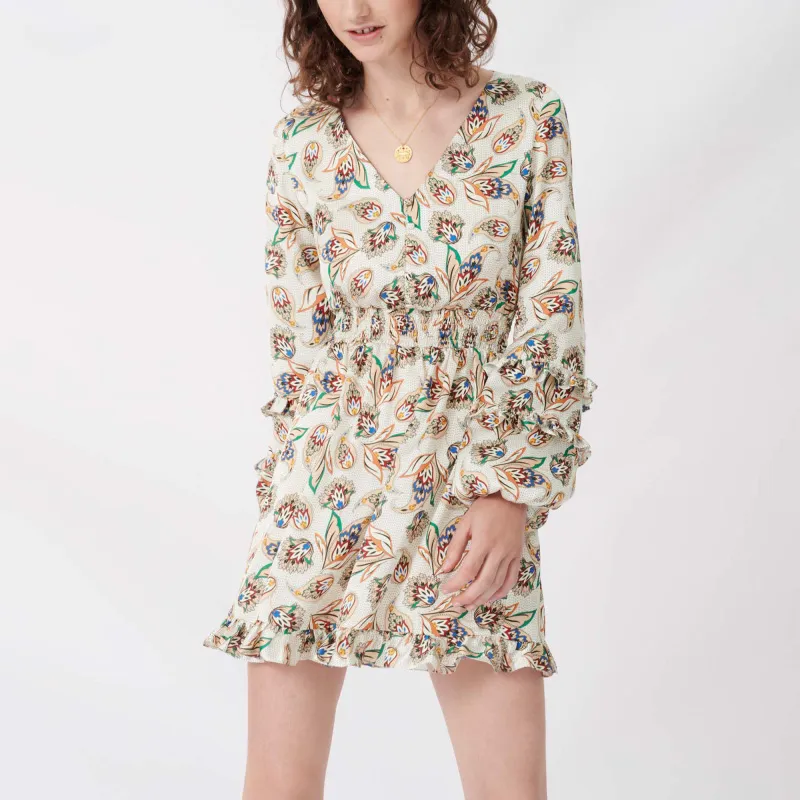 Maje Long Sleeved Dress Women's Beige-2