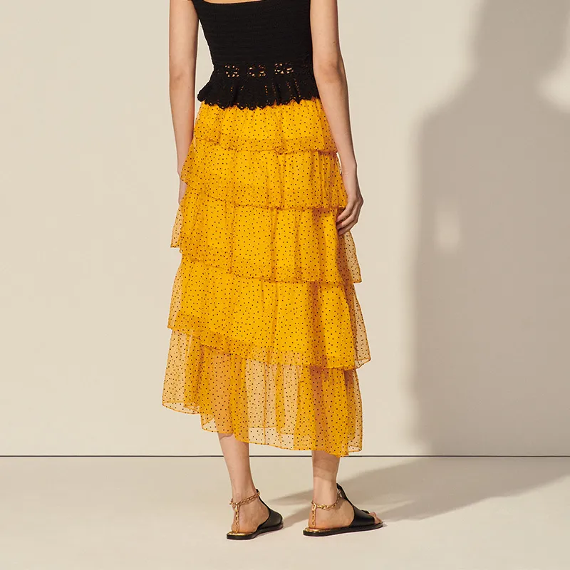 Sandro Casual Long Skirt Women's Ochre-2