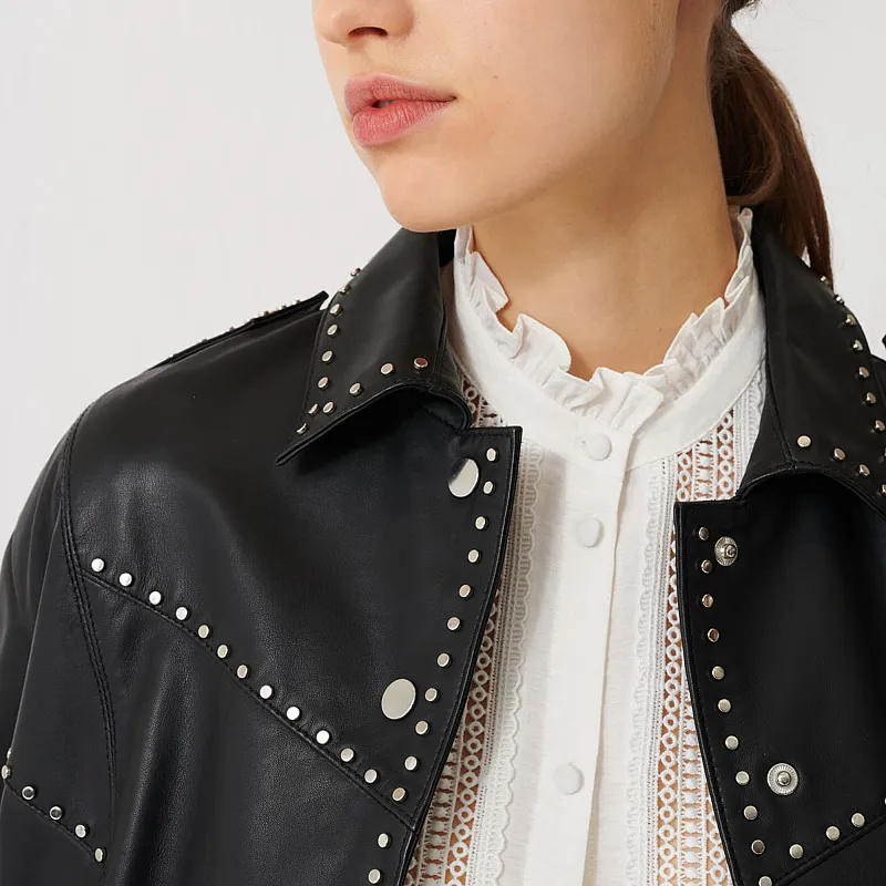 Maje Leather Jacket Women's Black-1