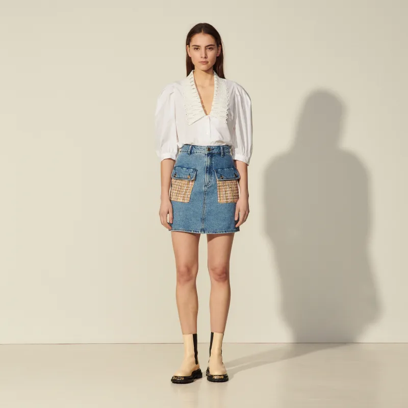 Sandro Denim Short Skirts Women's Denim Blue-1