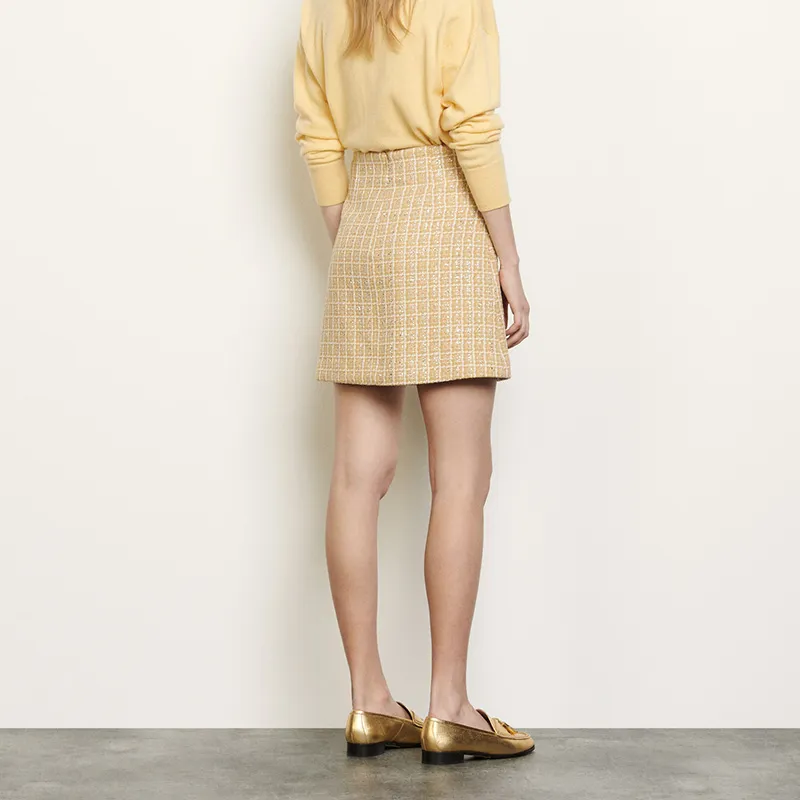 Sandro Casual Short Skirts Women's Beige Yellow-4