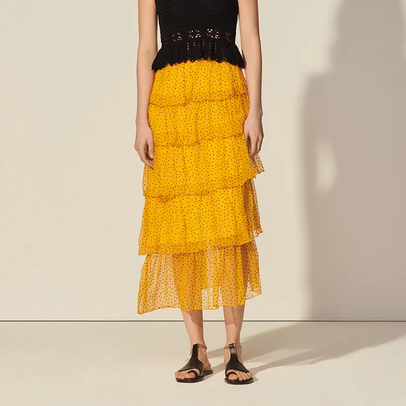Sandro Casual Long Skirt Women's Ochre-1