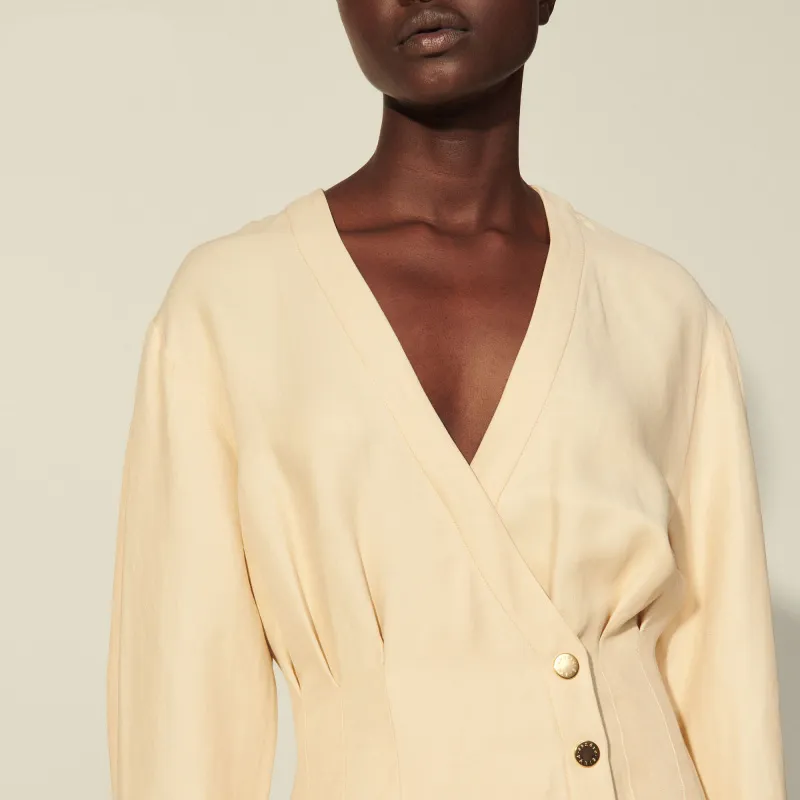 Sandro Long Sleeved Dresses Women's Beige Yellow-1