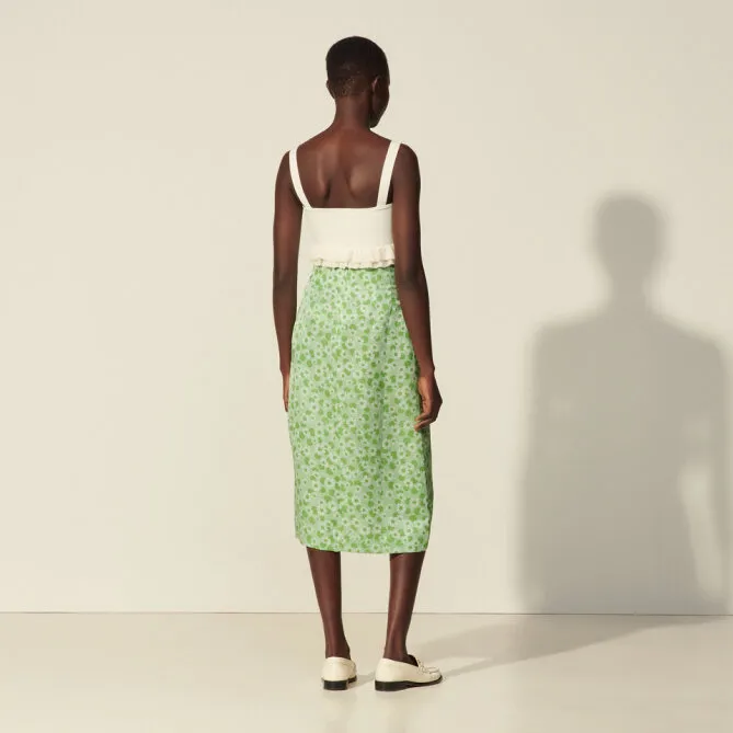 Sandro Casual Long Skirt Women's Green-2
