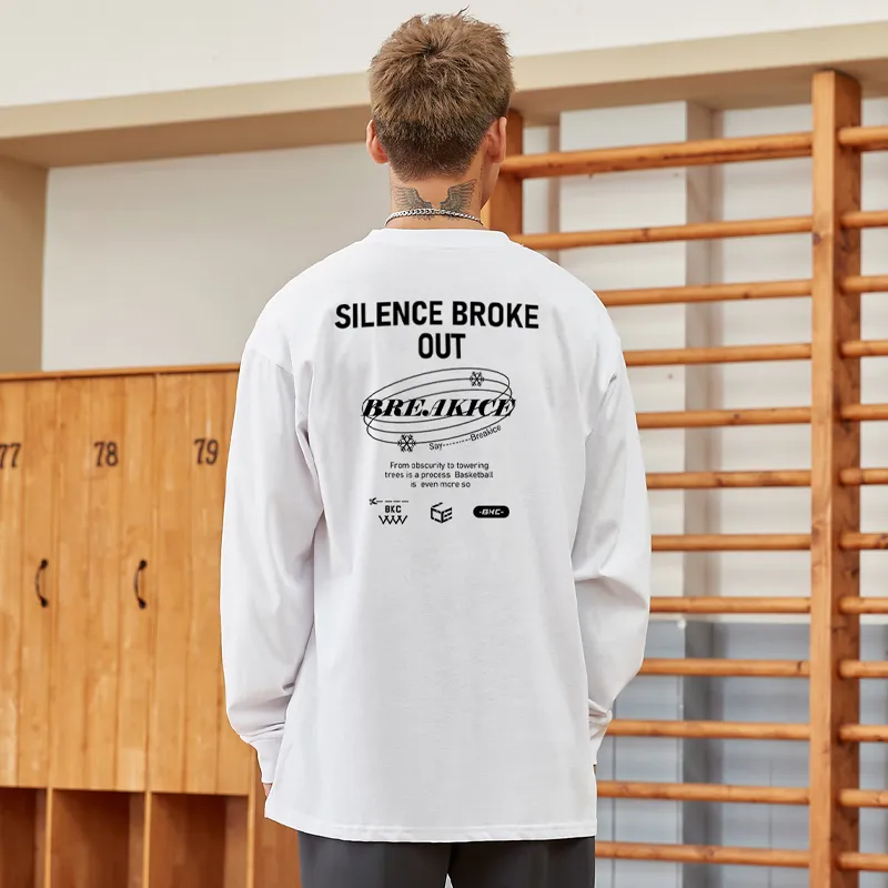 BKCXZICE Loose Fit Crew Neck Training Basketball Long Sleeved Trendy Running Casual Pullover Coat Men's-4