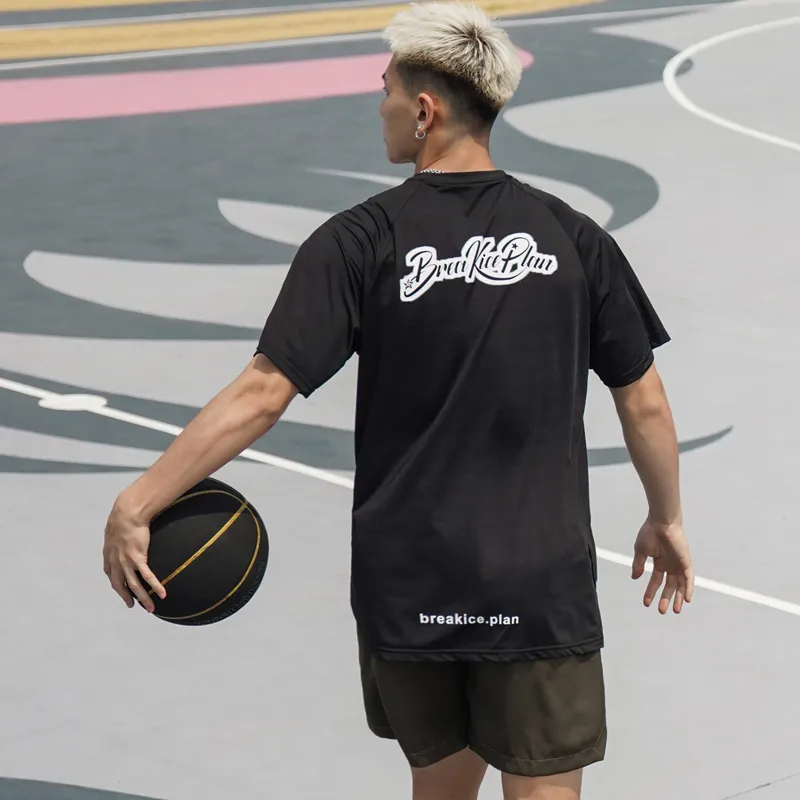 BKCXZICE Raglan Sleeve Loose Fit Short Sleeved Training T Shirt Unisex-2