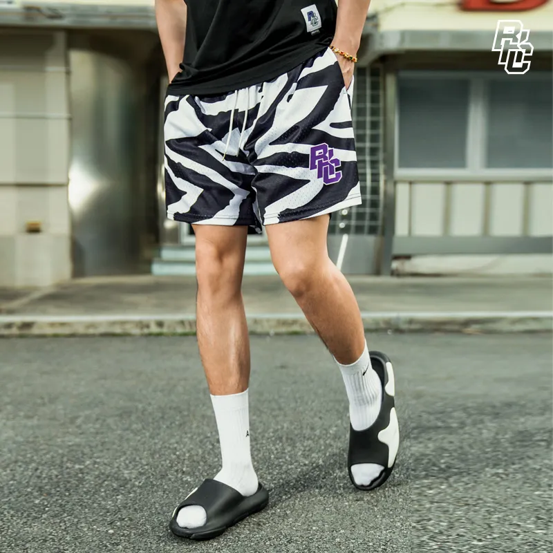 BKCXZICE Loose Fit Breathable Sports Shorts Unisex Zebra Print-4