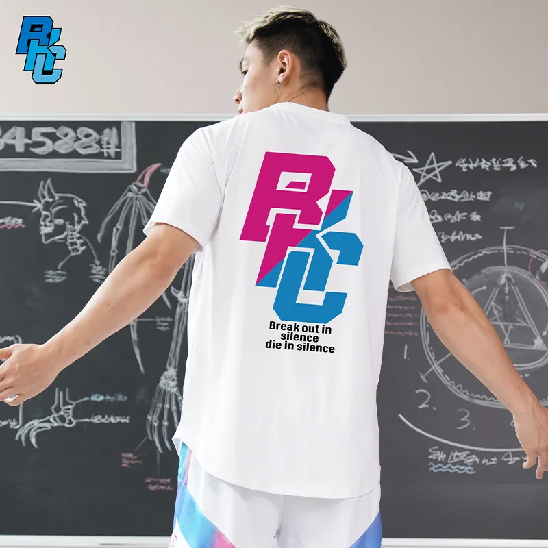 BKCXZICE Sports T Shirt Gradient Color Scheme Running Fitness Crew Neck Basketball Jerseys Unisex-19