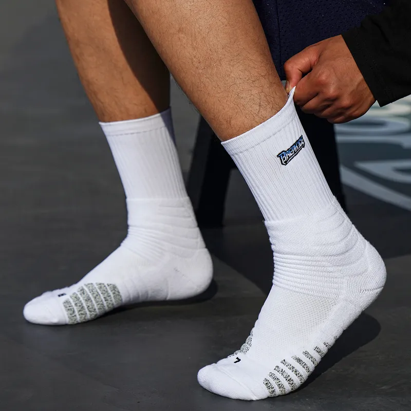 BKCXZICE Terry Sole Thickened Slip Resistant Running Training Socks High Top Elite Basketball Socks Unisex 2 Pack-2