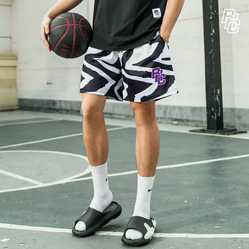 BKCXZICE Loose Fit Breathable Sports Shorts Unisex Zebra Print-5