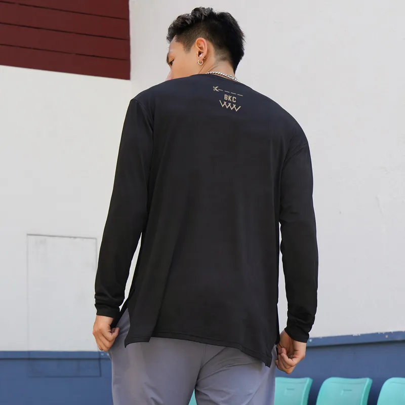 BKCXZICE Quick Dry Running Fitness Long Sleeved T Shirt Men's-6