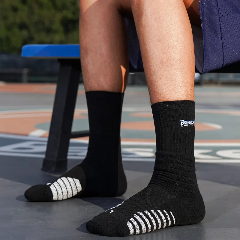 BKCXZICE Terry Sole Thickened Slip Resistant Running Training Socks High Top Elite Basketball Socks Unisex 2 Pack-4