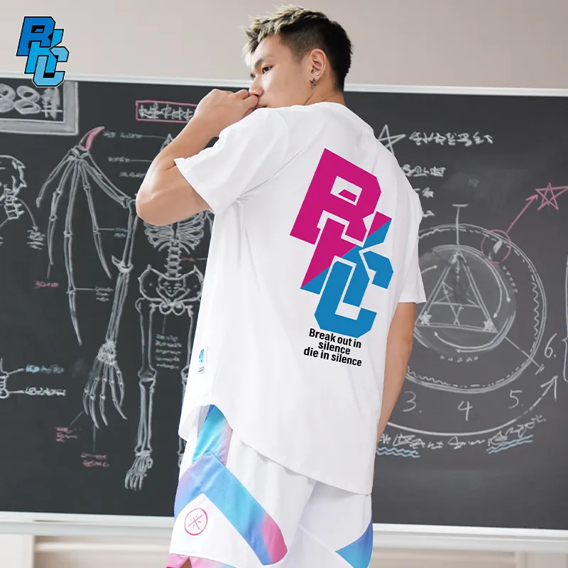 BKCXZICE Sports T Shirt Gradient Color Scheme Running Fitness Crew Neck Basketball Jerseys Unisex-18