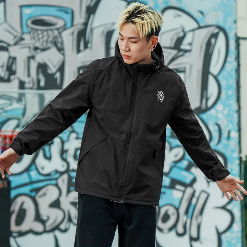 BKCXZICE Puffer Jacket With Fleece Lining Windproof Sports Coat Waterproof Cotton Clothing Trendy Unisex Black-3
