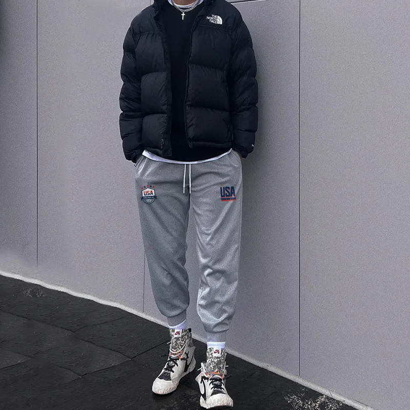 BKCXZICE Running Training Ribbed Elastic Cuff Sweatpants Basketball Loose Fit Drawstring Casual Pants Men's-13