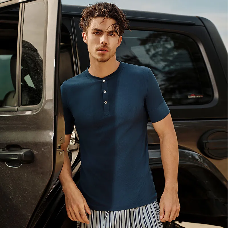 Shuya Pajama Top Men's Royal Blue-1
