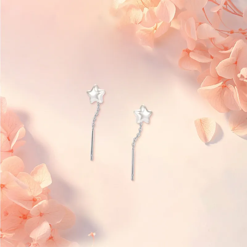 KUMET Sterling Silver Drop Earrings Women's-3