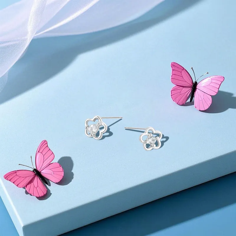 KUMET Sterling Silver Stud Earrings Women's-5