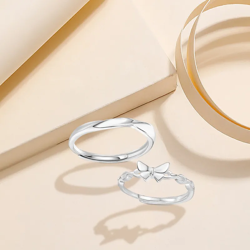 KUMET Sterling Silver Rings Unisex Bestie Same Style-4