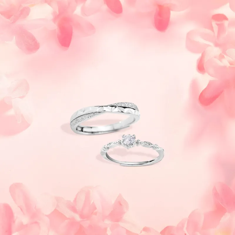 KUMET Sterling Silver Rings Women's Couple Bestie Same Style-3