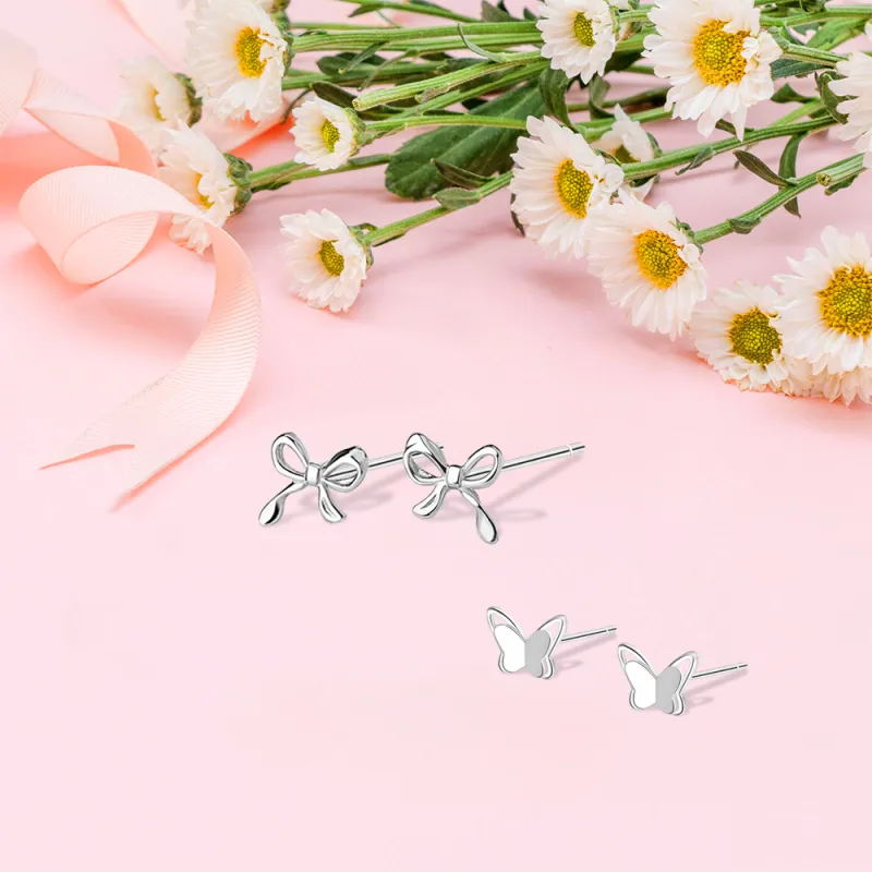 KUMET Sterling Silver Stud Earrings Women's Couple Birthday Anniversary Gift-5