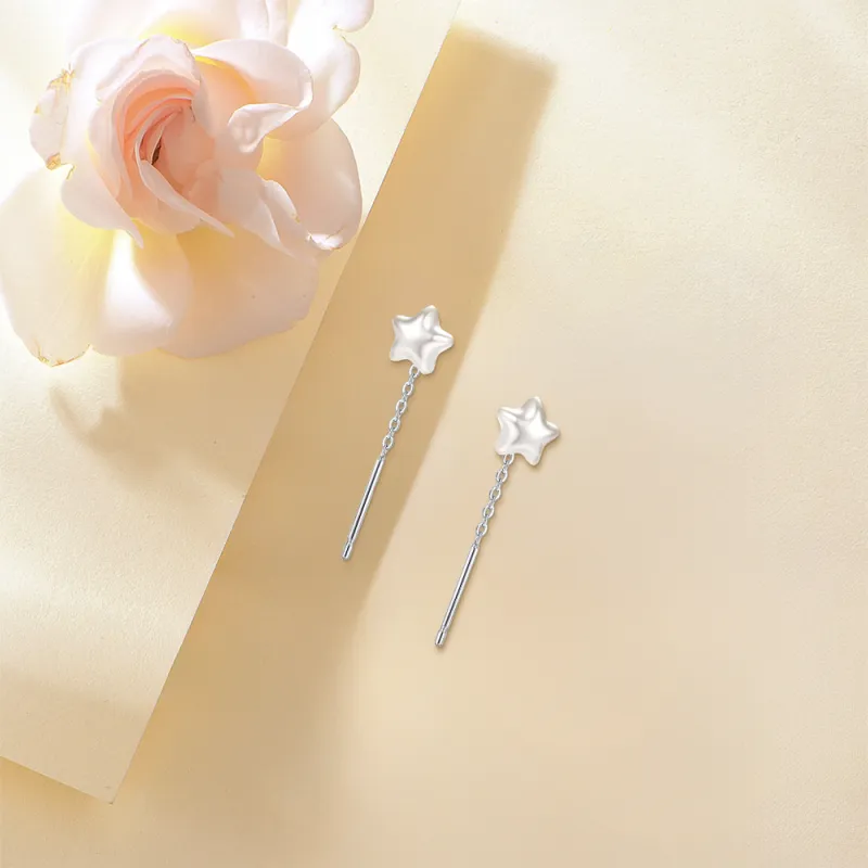 KUMET Sterling Silver Drop Earrings Women's-2