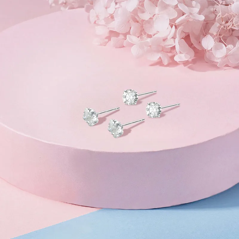 KUMET Sterling Silver Stud Earrings Women's Anniversary For Couples-4
