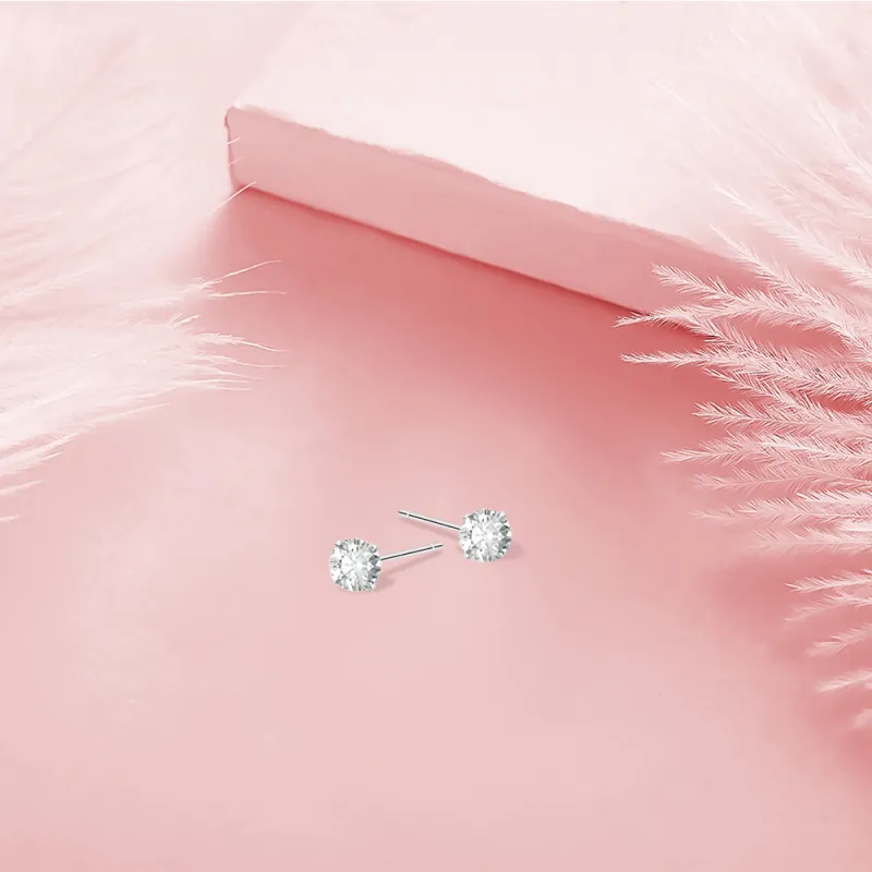 KUMET Sterling Silver Stud Earrings Women's-3