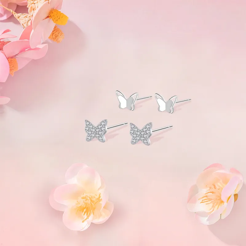 KUMET Sterling Silver Stud Earrings Women's Couple Birthday Anniversary Gift-5