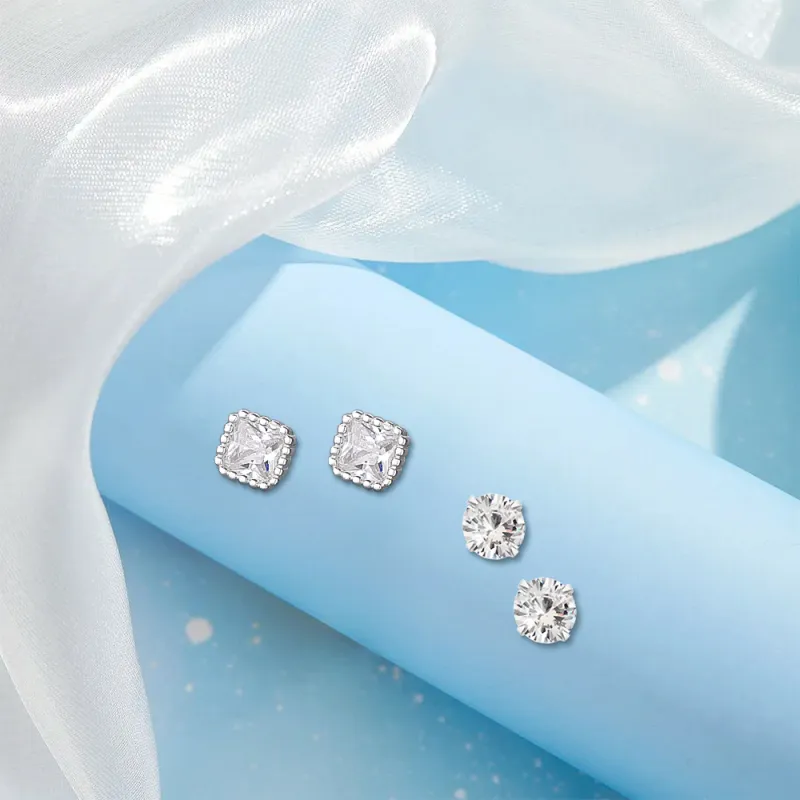 KUMET Sterling Silver Stud Earrings Women's-5