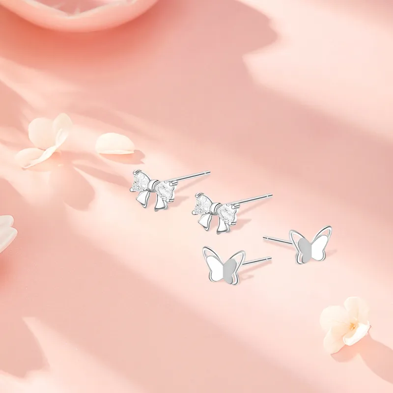 KUMET Sterling Silver Stud Earrings Women's Couple Birthday Anniversary Gift-5