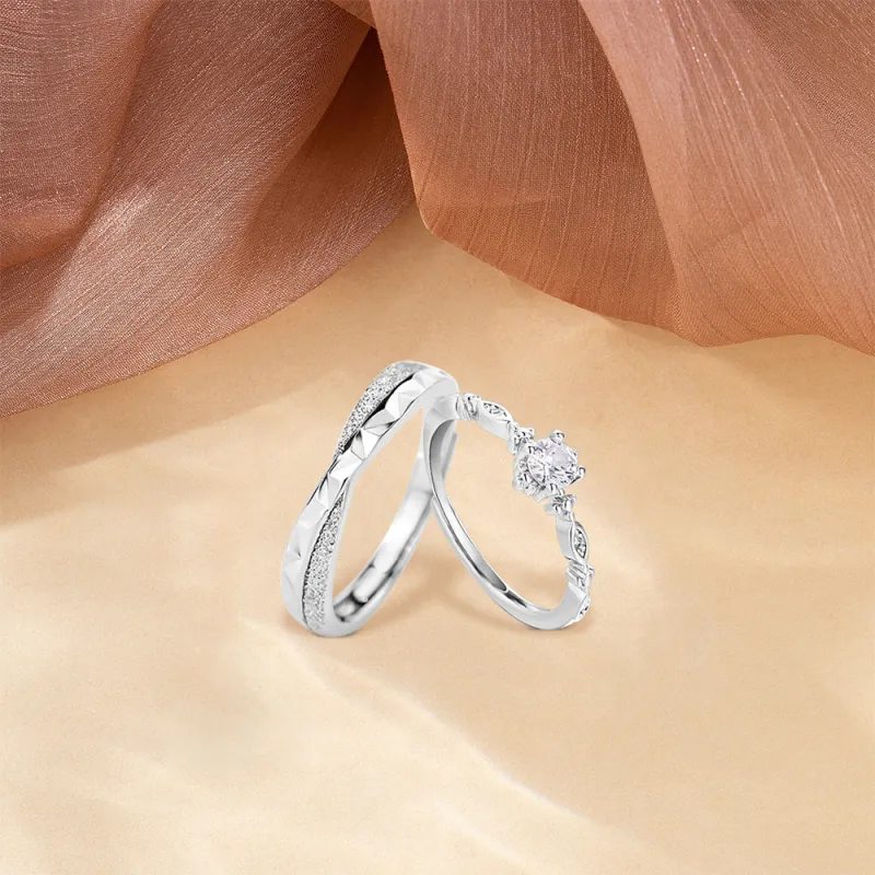 KUMET Sterling Silver Rings Women's Couple Bestie Same Style-2