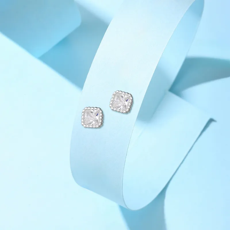 KUMET Sterling Silver Stud Earrings Women's-3