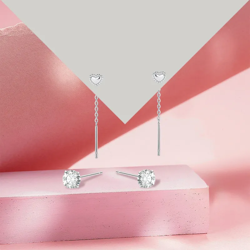 KUMET Sterling Silver Drop Earrings Women's-5