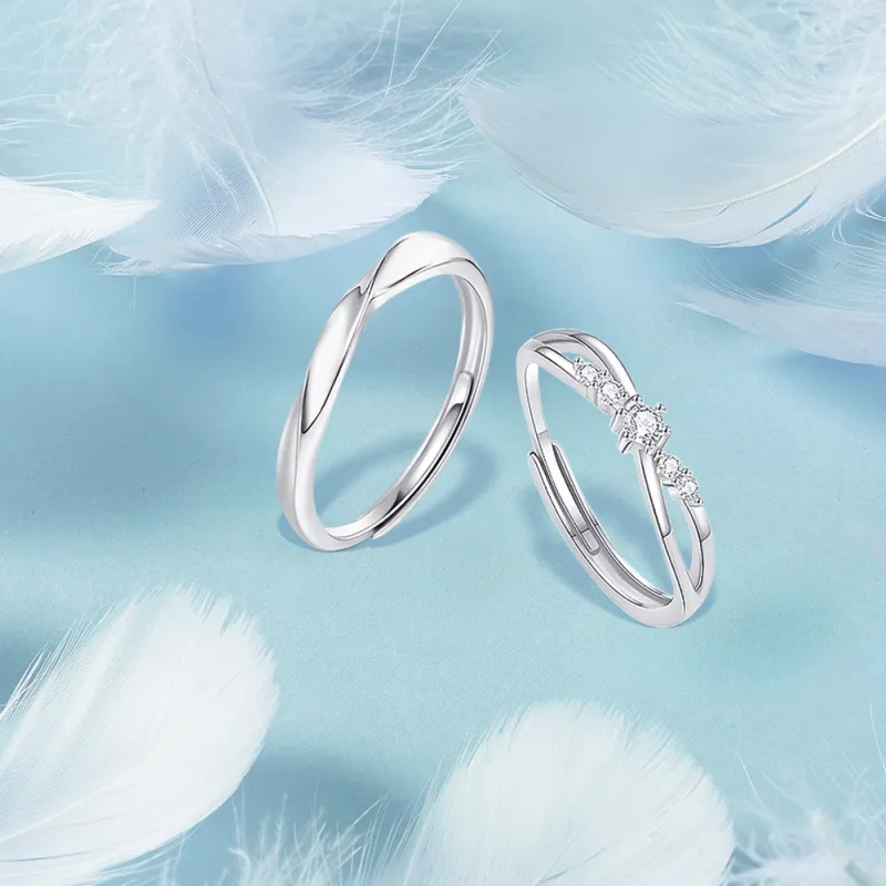 KUMET Sterling Silver Rings Unisex Bestie Same Style-3