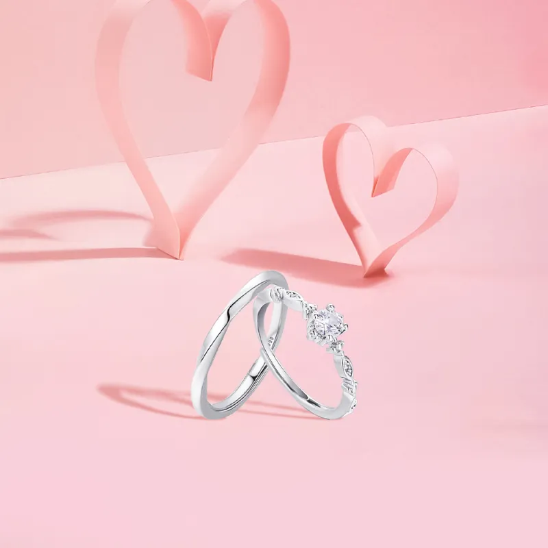 KUMET Sterling Silver Rings Unisex Bestie Same Style-4