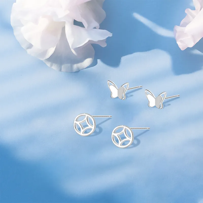 KUMET Sterling Silver Stud Earrings Women's Couple Birthday Anniversary Gift-5