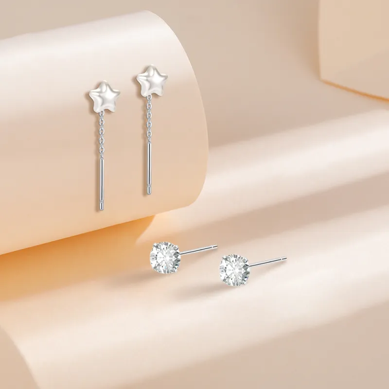 KUMET Sterling Silver Drop Earrings Women's-5