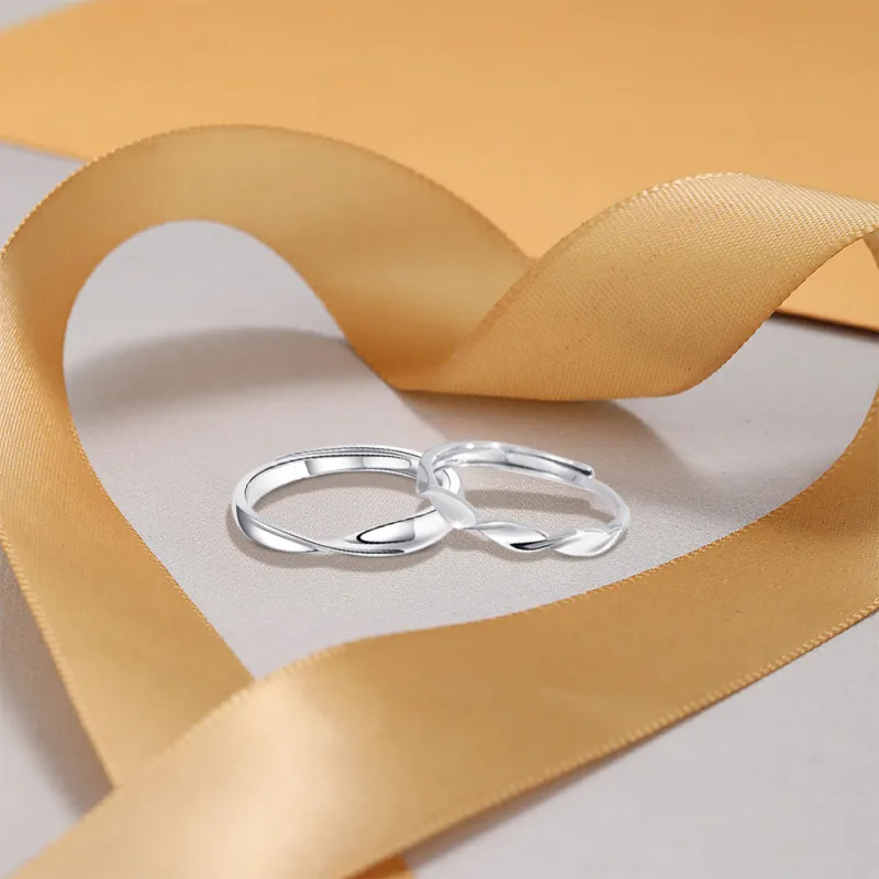 KUMET Sterling Silver Rings Unisex Couple Couple Rings-2