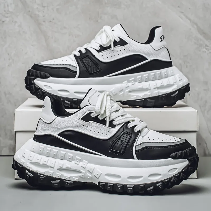 JANECO Anti Slip And Wear Resistant Breathable Low Top Chunky Sneakers Men's-3