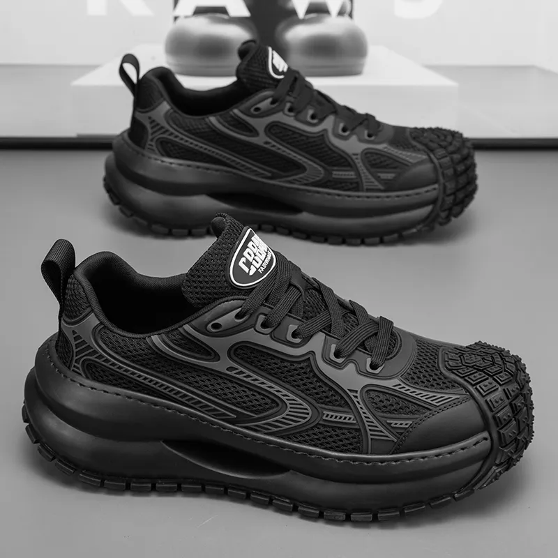 JANECO Slip Resistant, Abrasion Resistant, Breathable Low Top Chunky Sneakers Men's-3