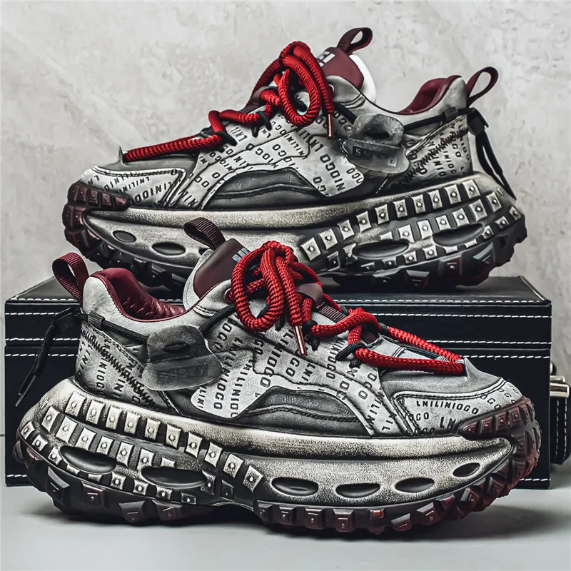 JANECO Anti Slip Wear Resistant Low Top Chunky Sneakers Men's-15