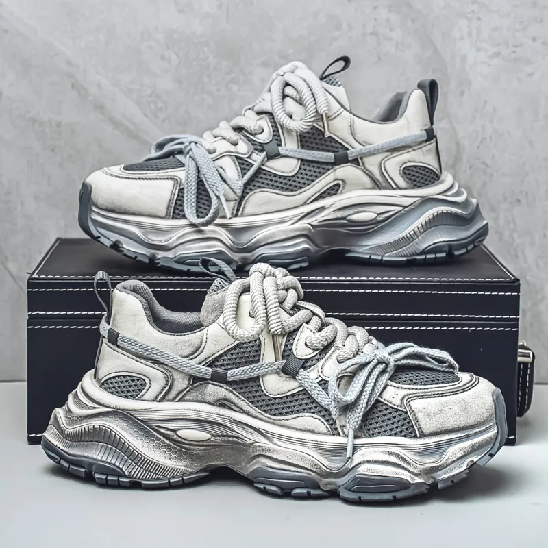 JANECO Slip Resistant, Abrasion Resistant, Breathable Low Top Chunky Sneakers Men's-3