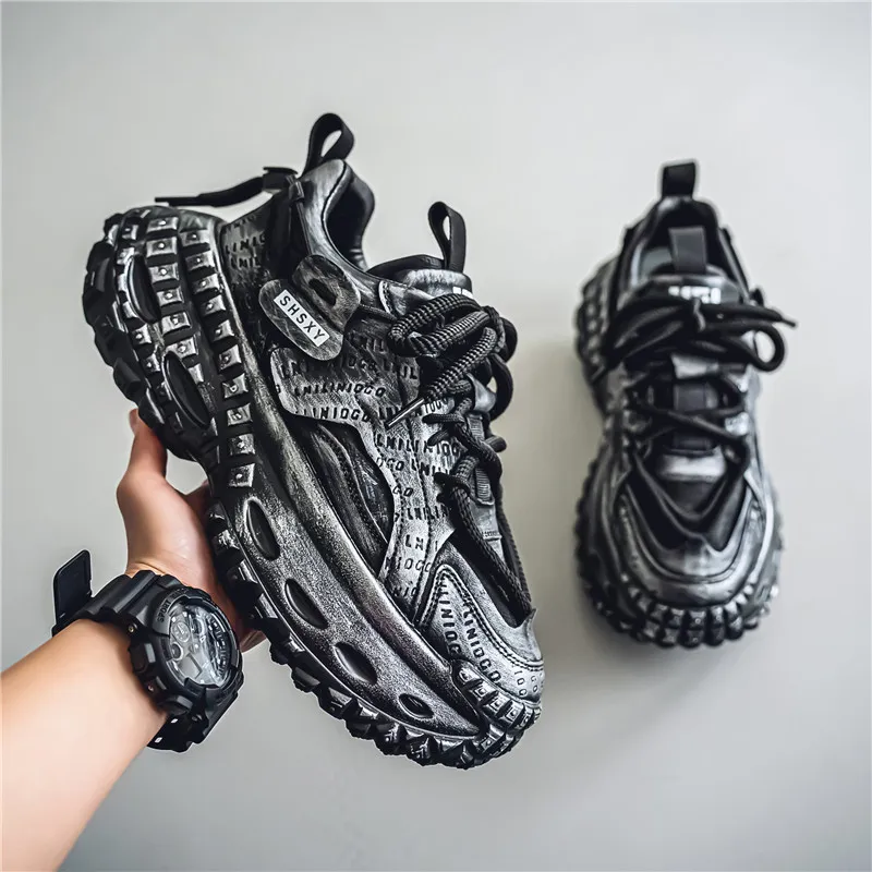 JANECO Anti Slip Wear Resistant Low Top Chunky Sneakers Men's-5