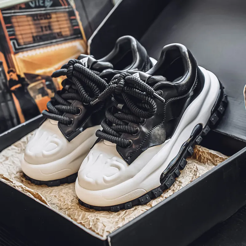 JANECO Anti Slip Wear Resistant Low Top Chunky Sneakers Men's-3