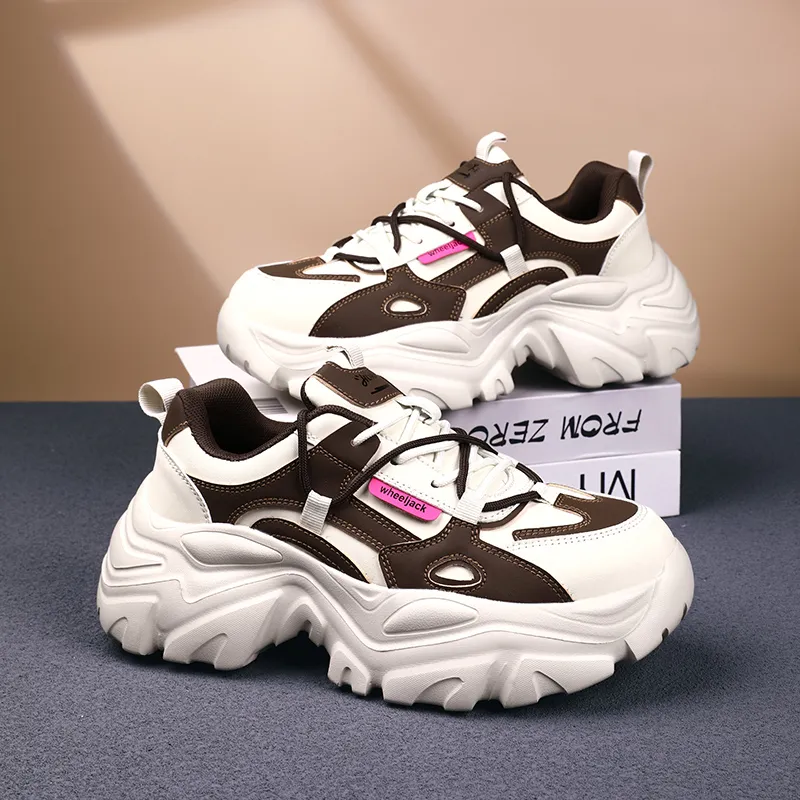 JANECO Chunky Sneakers Women's Low Top White-18