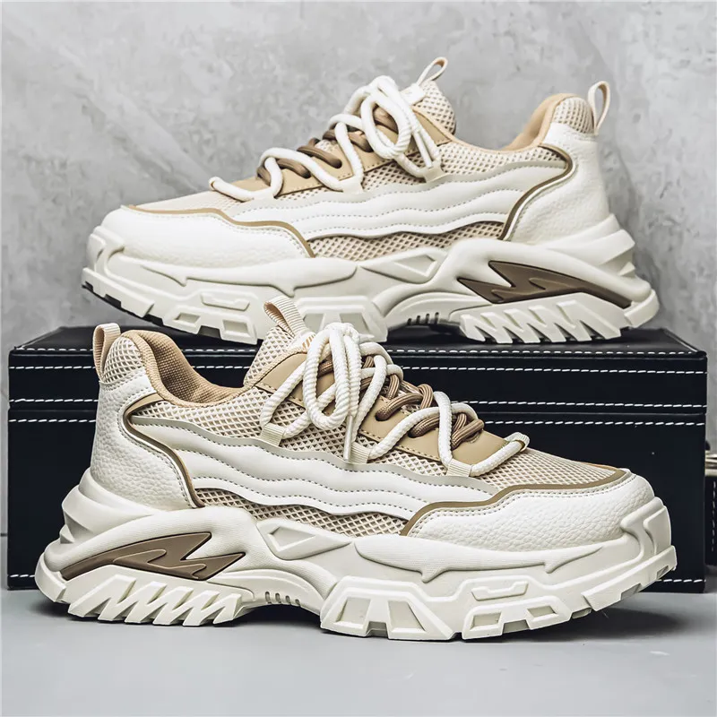JANECO Slip Resistant, Abrasion Resistant, Breathable Low Top Chunky Sneakers Men's-5