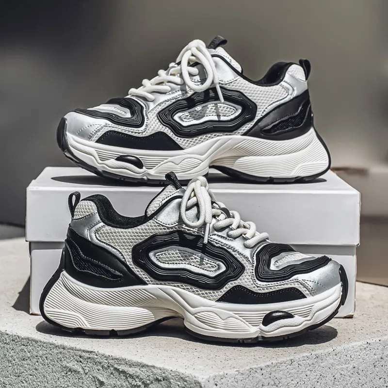 JANECO Slip Resistant, Abrasion Resistant, Breathable Low Top Chunky Sneakers Men's-10