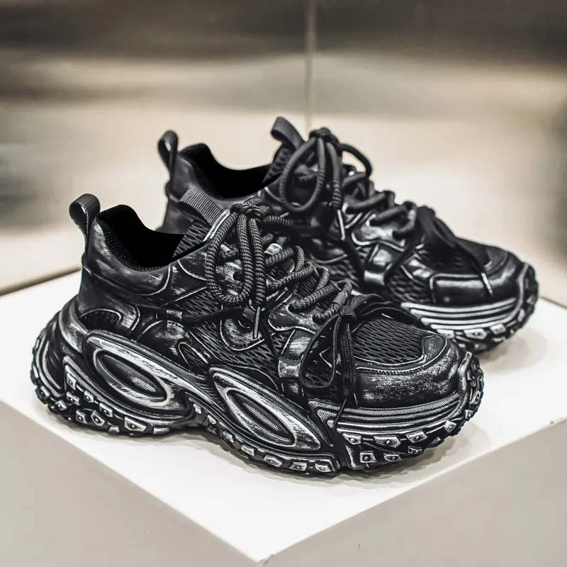 JANECO Slip Resistant, Abrasion Resistant, Breathable Low Top Chunky Sneakers Men's-5